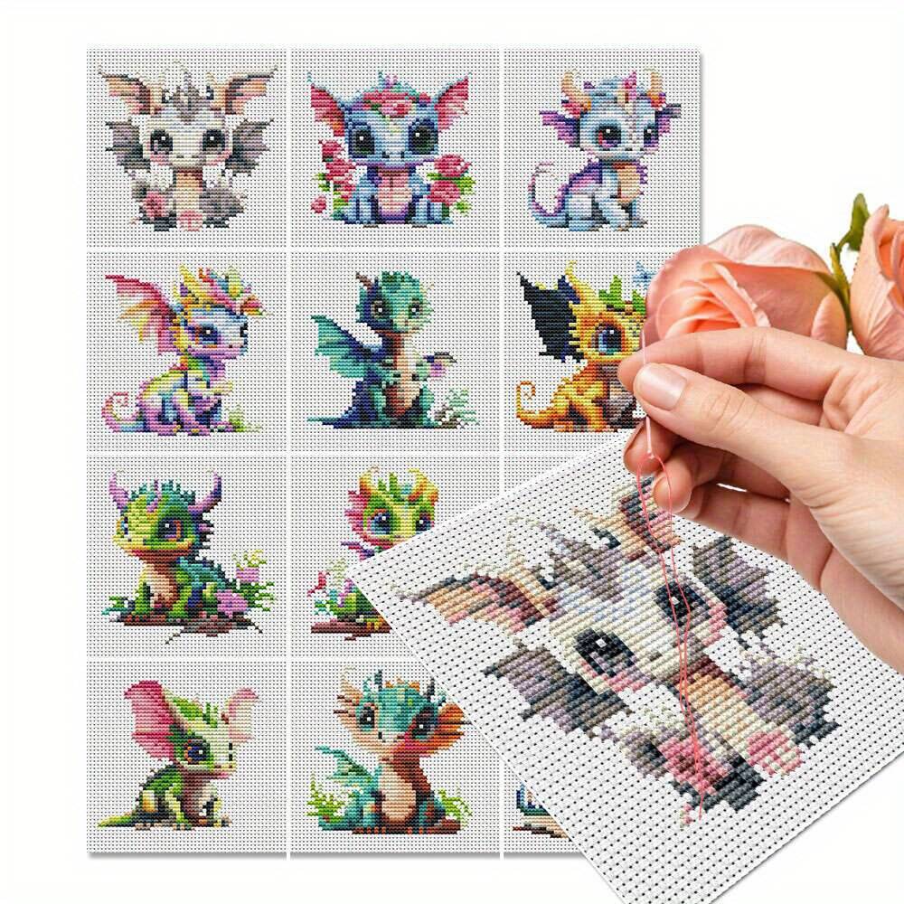 Photography Geometry - 12개 드래곤 크로스 스티치 11CT 프린트